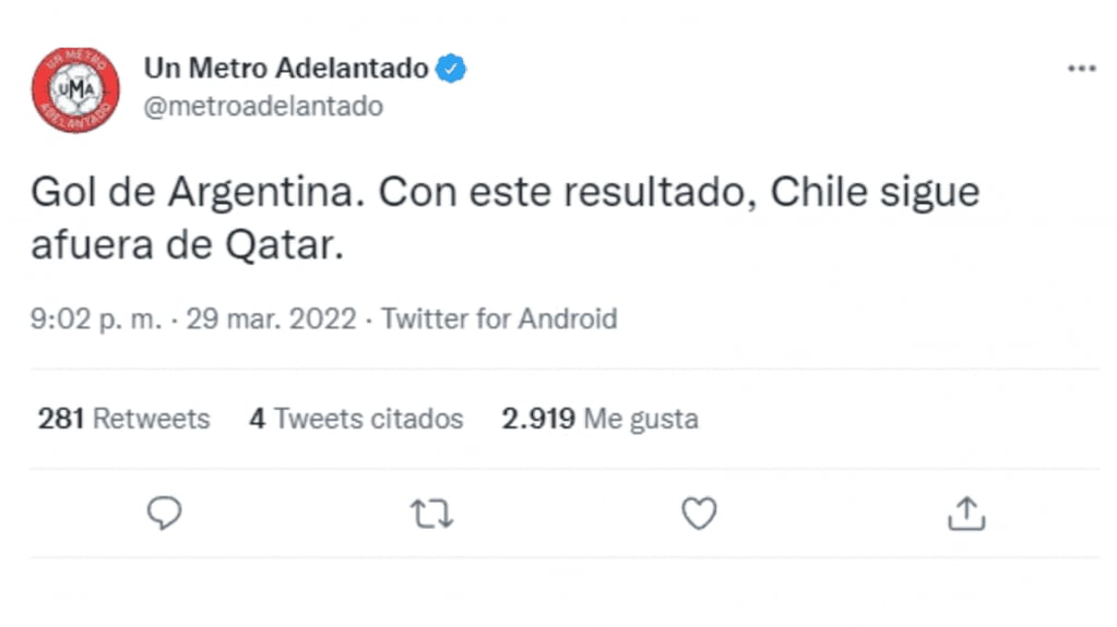 ¡Hay gol de Argentina! Pero nada le cambia a Chile para ir al Mundial.