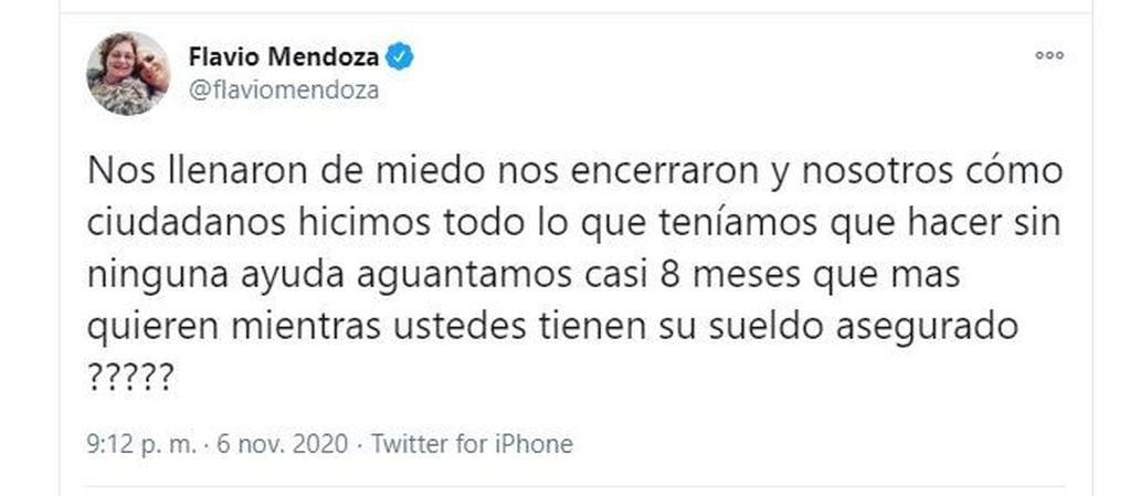 Flavio Mendoza convocó a una marcha (Twitter)