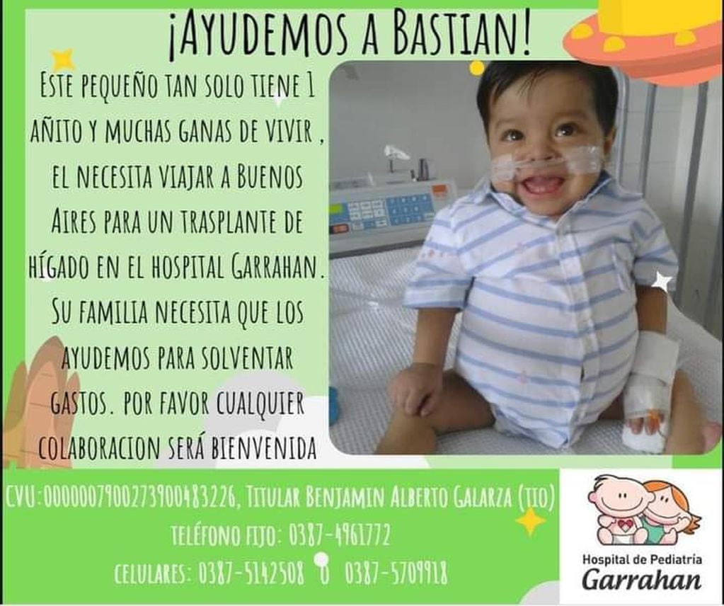 Amigos y familiares iniciaron una campaña para ayudar a Bastian Francisco y su familia en su viaje a Buenos Aires