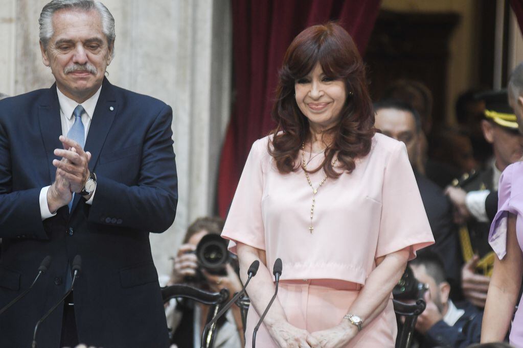Alberto Fernández y Cristina Fernández De Kirchner se reencuentran en la Apertura Legislativa. Foto:  Federico López Claro.