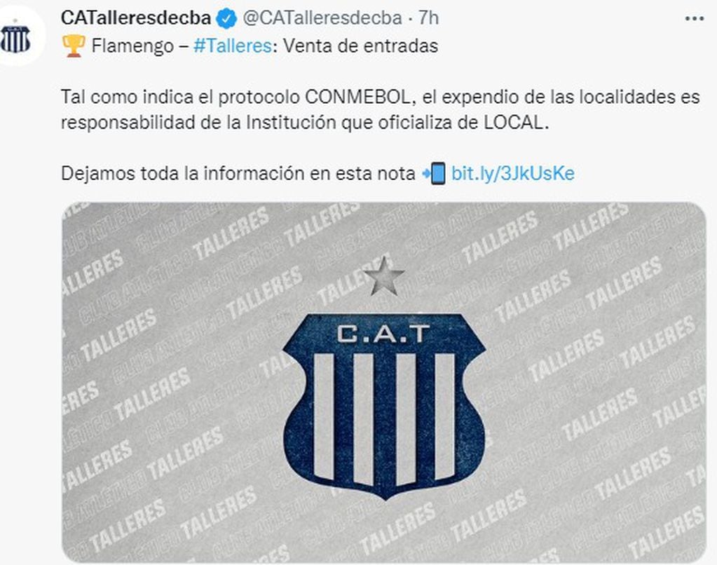 Talleres contará con dos mil localidades en el Maracaná ante el Flamengo.