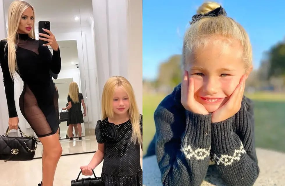 Matilda, la hija de Luciana Salazar, fue a un cumple con un vestido rojo con un abrigo animal print y abrió debate en Instagram.