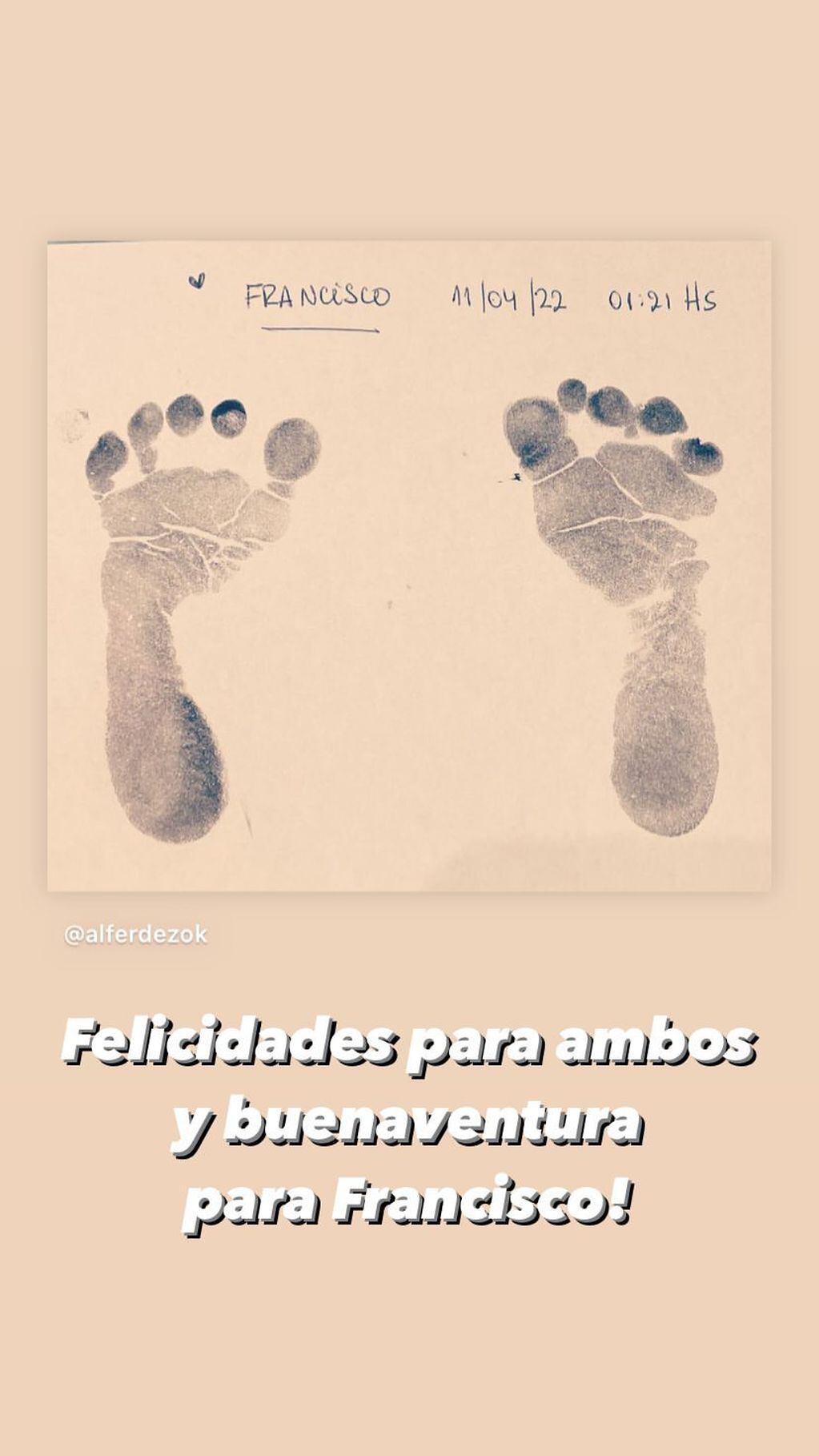 La historia que Cristina Kirchner subió a su Instagram en referencia al nacimiento de Francisco.