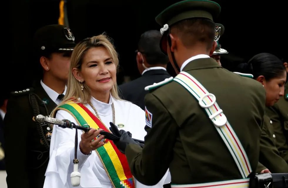 Bolivia's Interim President Jeanine Anez attends a ceremony of the National Police Academy in La Paz, Bolivia November 26, 2019. REUTERS/David Mercado