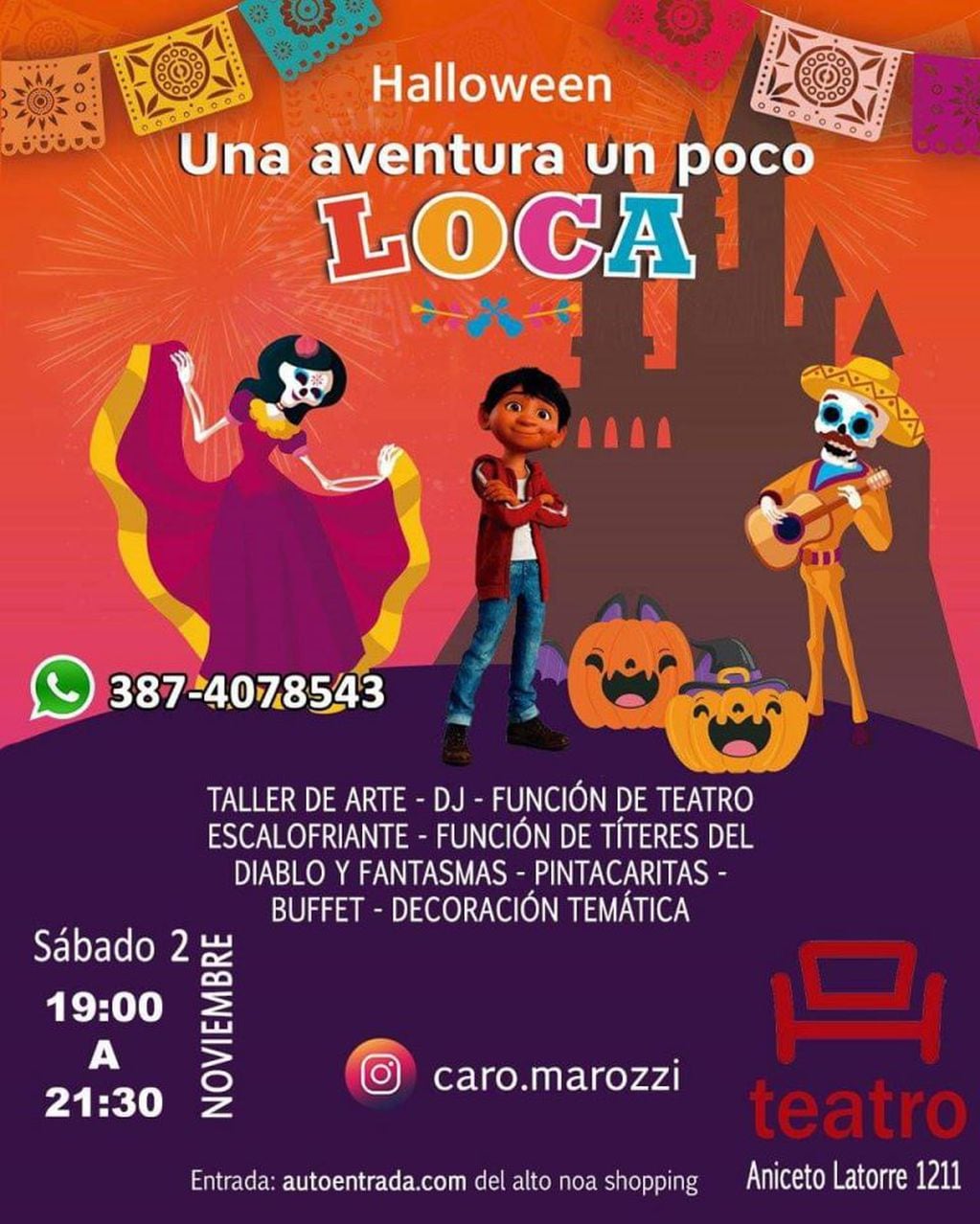 Fiesta temática Halloween en T. Teatro (Facebook El Teatrino)