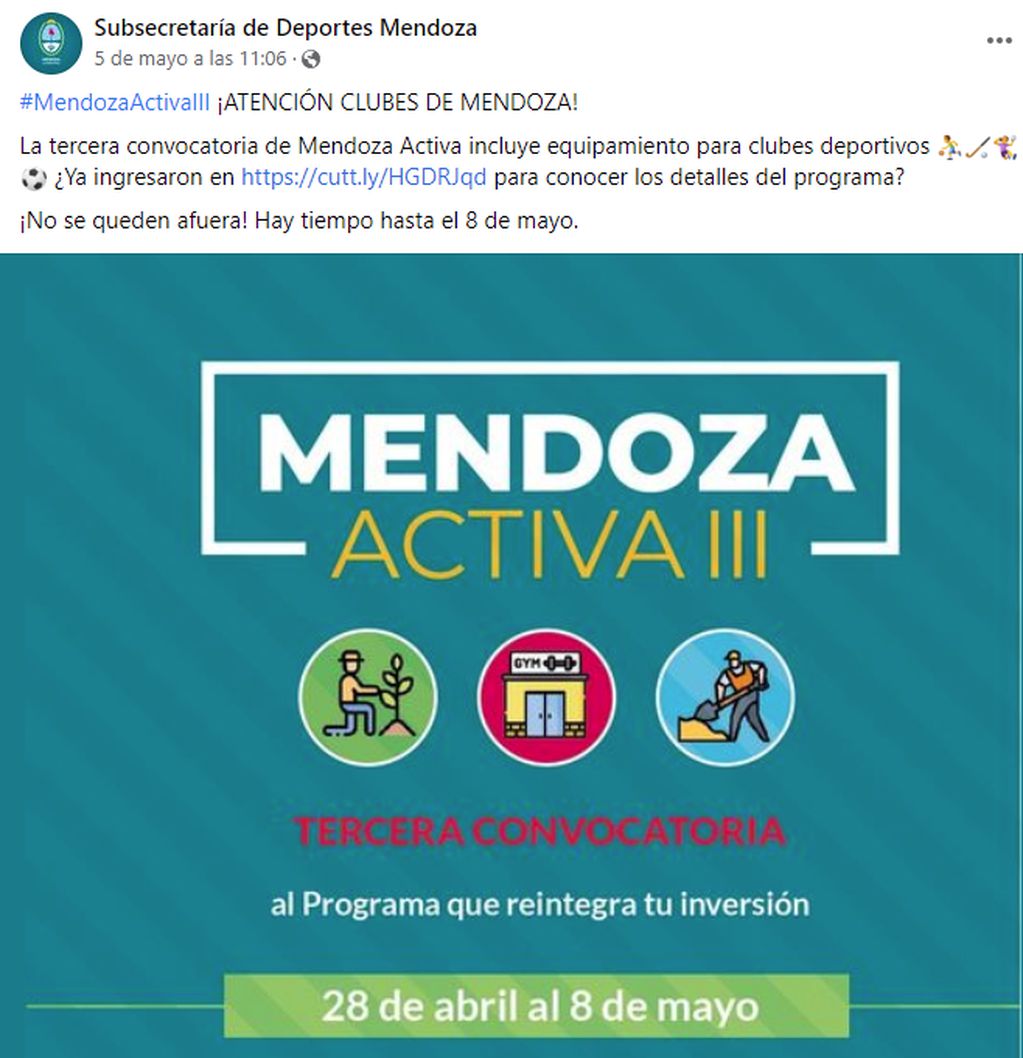 Mendoza Activa para clubes.