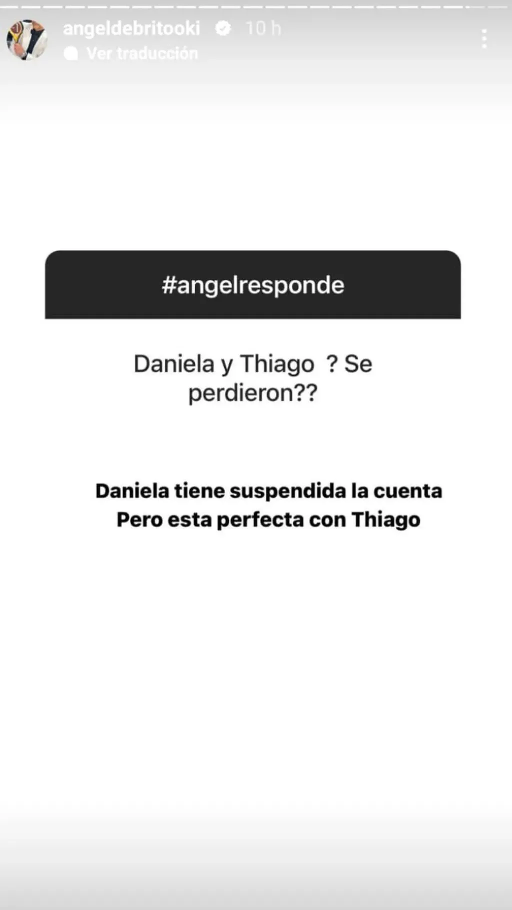La aclaración de Ángel de Brito sobre Daniela y Thiago