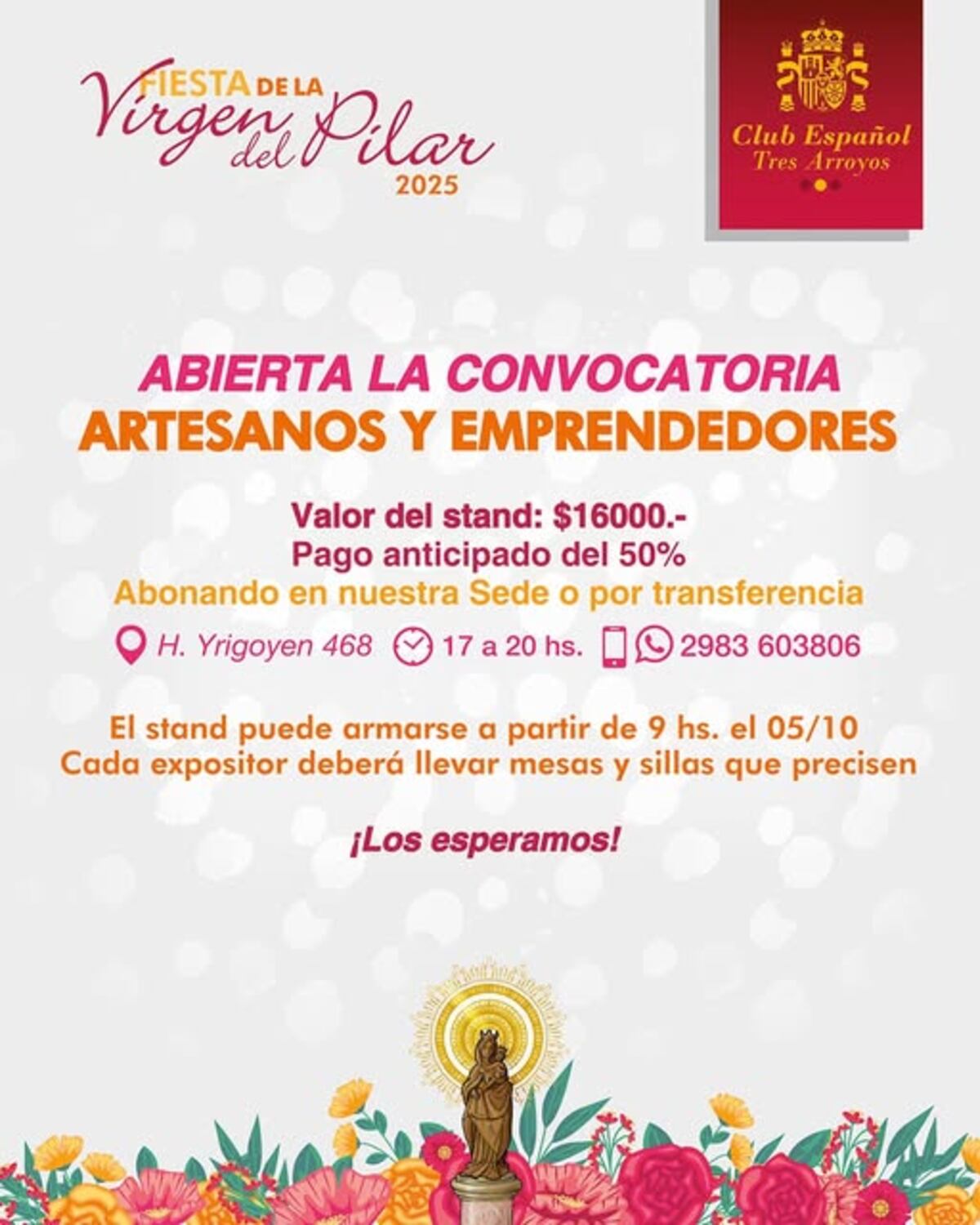 Convocatoria a artesanos Virgen del Pilar