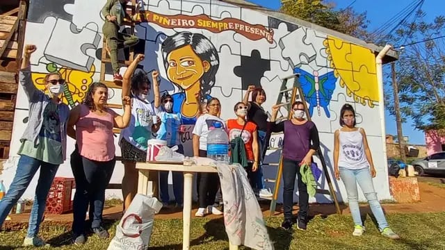 Puerto Esperanza: restauraron el mural en honor a Taty Piñeiro