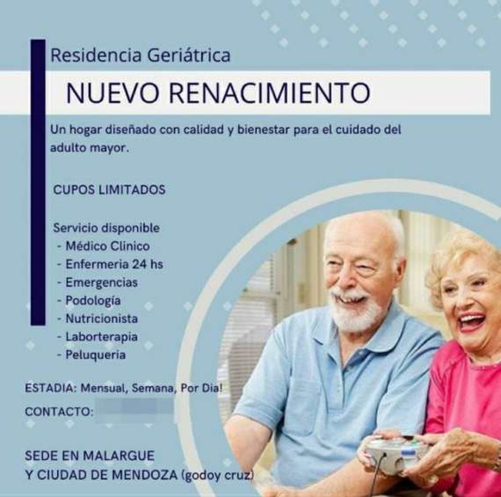 Publicidad del geriátrico inhabilitado