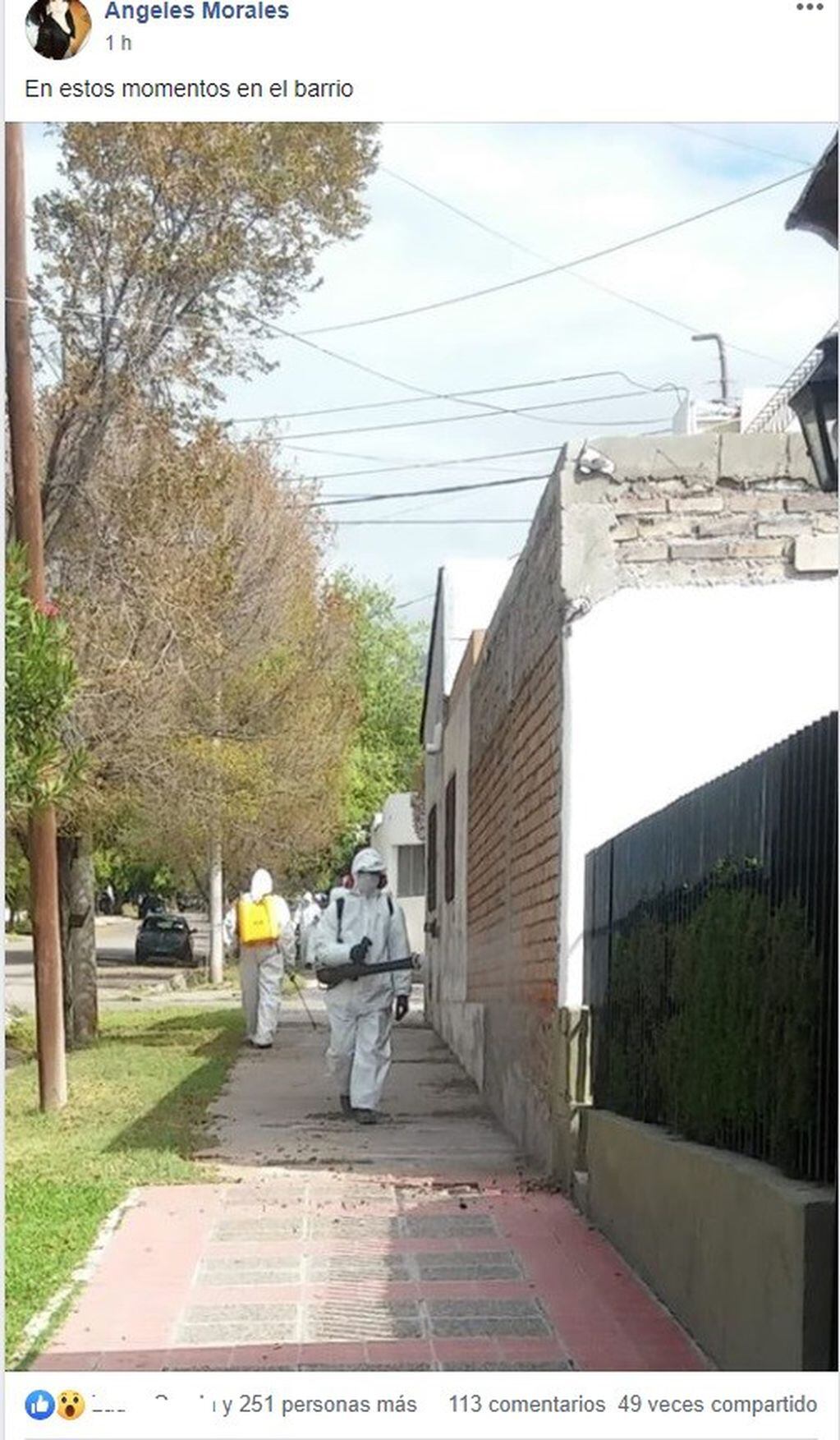 Desinfectaron el barrio Municipal de Las Heras.