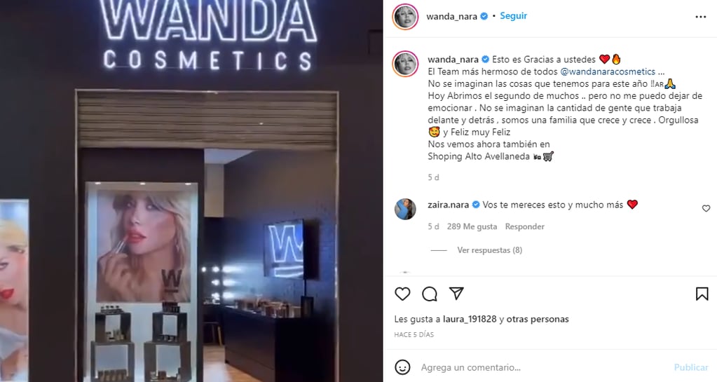 Wanda Nara abrió su segundo local de sus marca de cosmética en Argentina