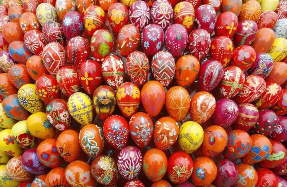 A sphere sculpture made from Easter eggs is on display on the day of its unveiling at Kievo-Pecherskaya Lavra cathedral in Kiev April 2, 2010. The artwork, created by Ukrainian artist Oksana Mas, is made from 3000 wooden Easter eggs painted in traditional