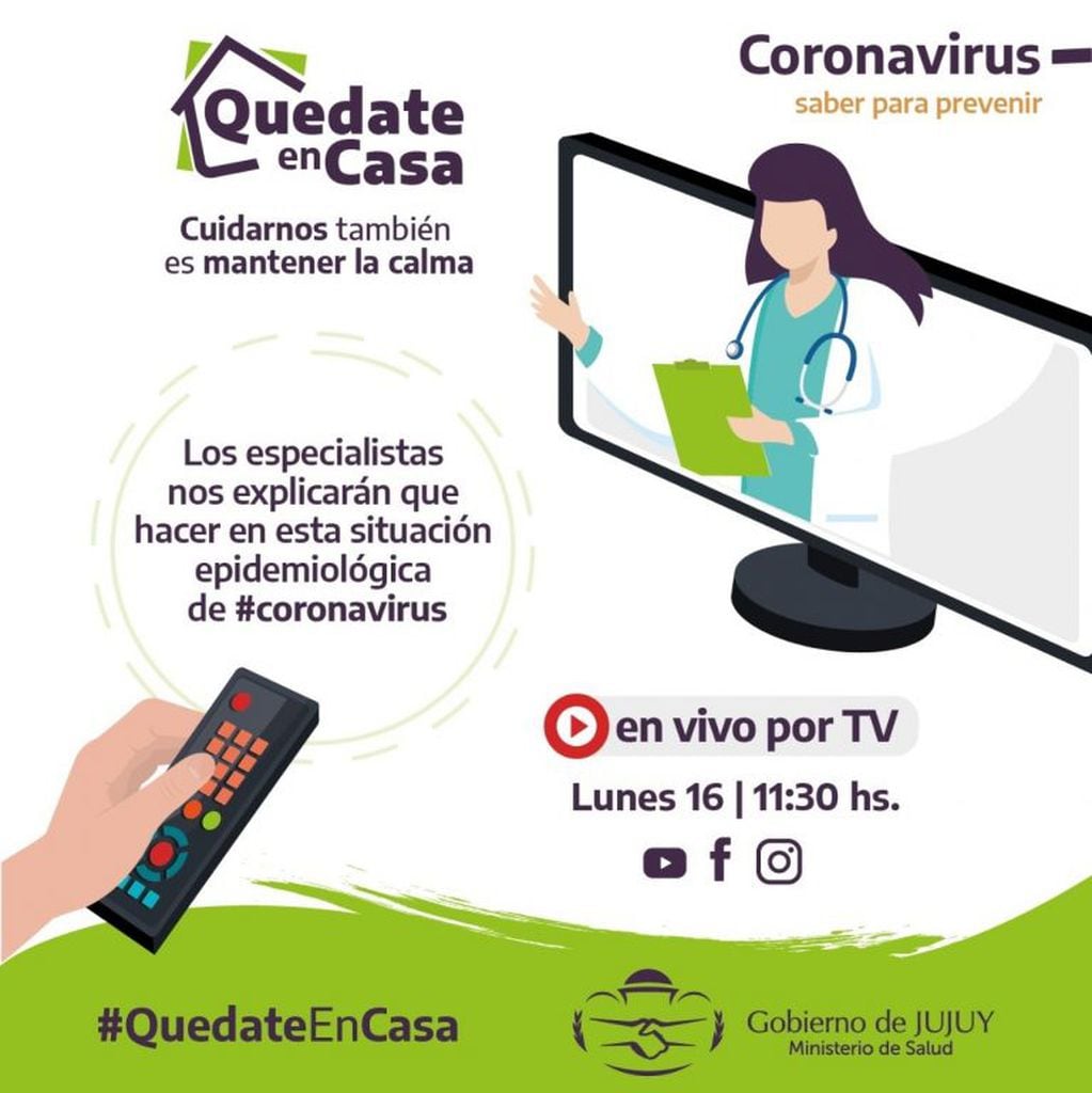 Se anunció que este lunes, en simultáneo los canales de TV de toda la provincia emitirán un programa especial sobre coronavirus.