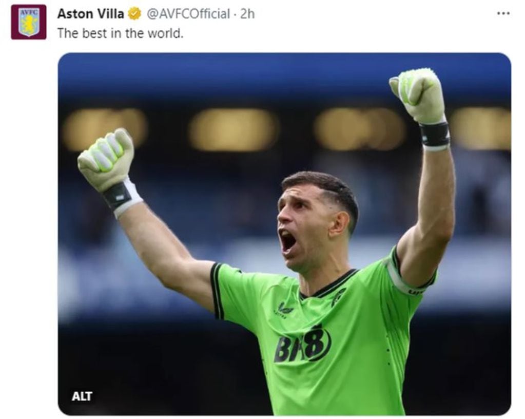 Aston Villa y su elogio al Dibu Martínez