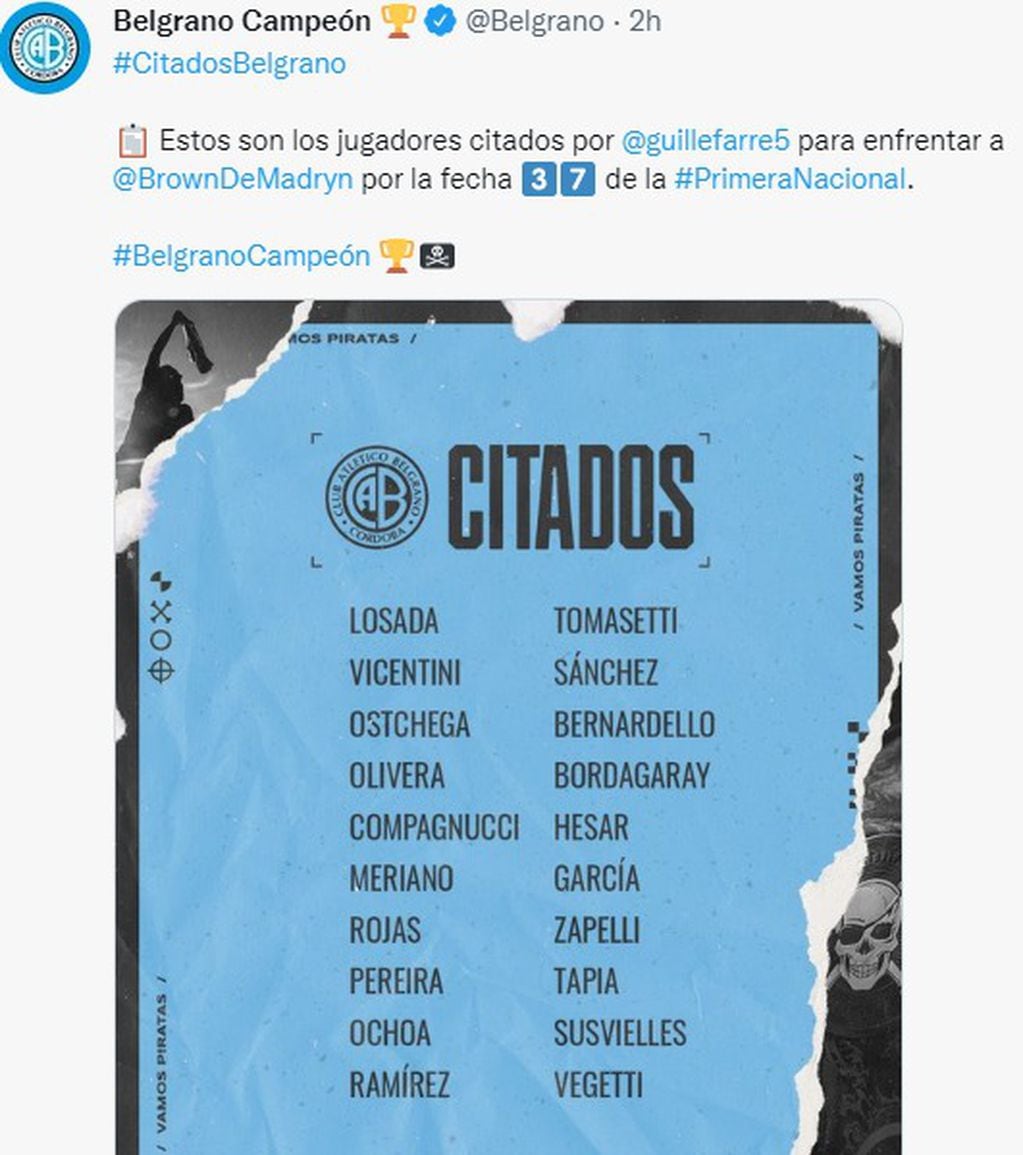 Belgrano presentará en Puerto Madryn una formación alternativa.