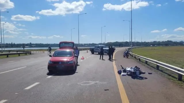 Posadas: accidente de tránsito dejó a un motociclista herido