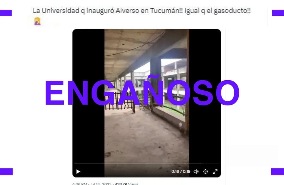 Es engañoso el video que muestra la inauguración de una obra no terminada en Tucumán.