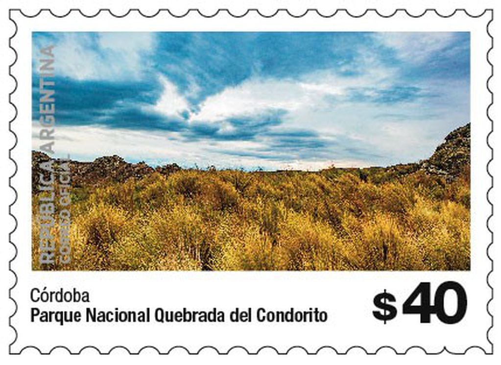 El Parque Nacional Quebrada del Condorito tiene nuevo sello postal. (Parques Nacionales Argentinos)