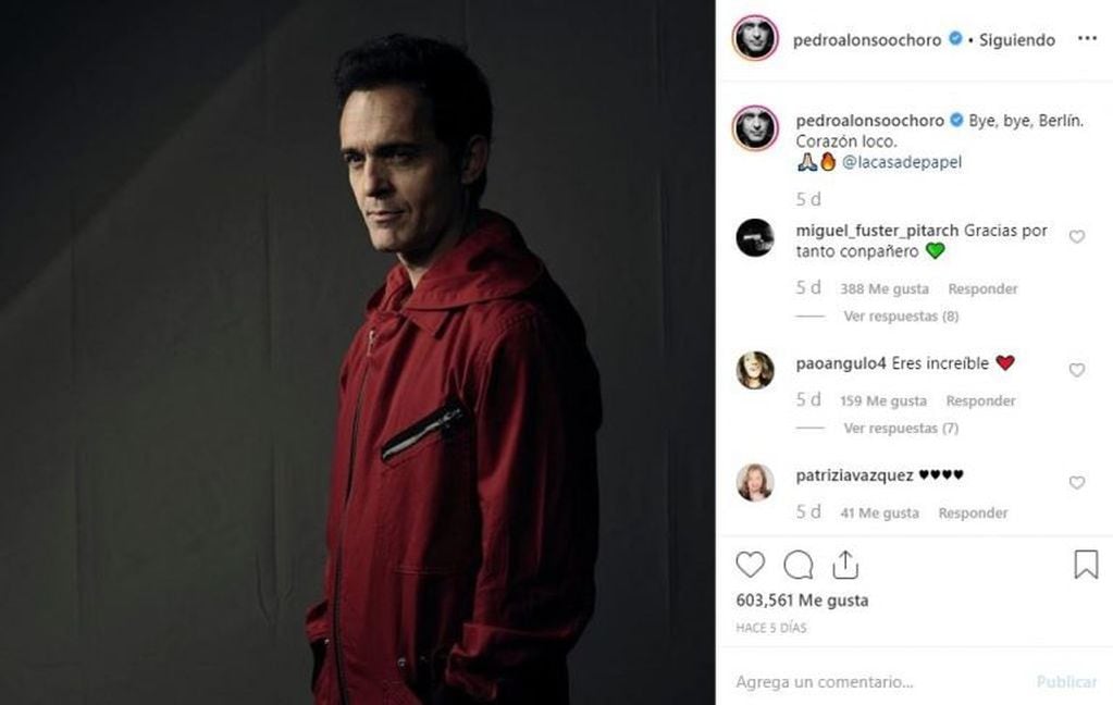 El sentido post de Pedro Alonso (Instagram)