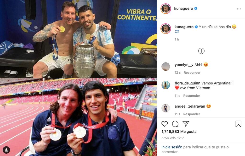 Sergio Agüero y Lionel Messi, campeones en Brasil y en Beijing.