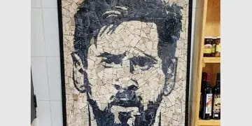 El mosaico de un sanjuanino sobre Lionel Messi