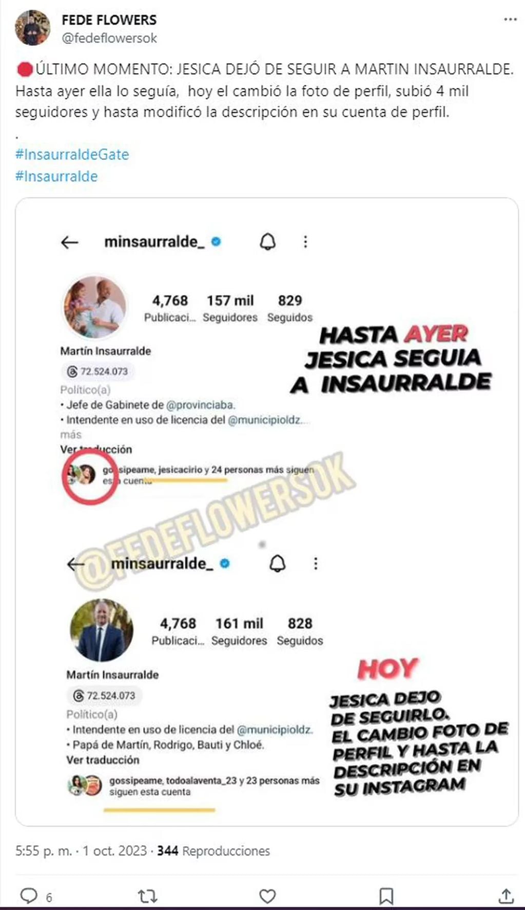 Cuál fue la reacción de Jésica Cirio en las redes sociales