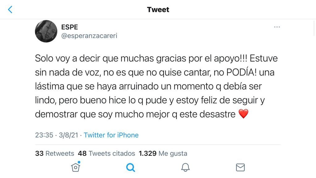 Esperanza Careri en La Voz Argentina.