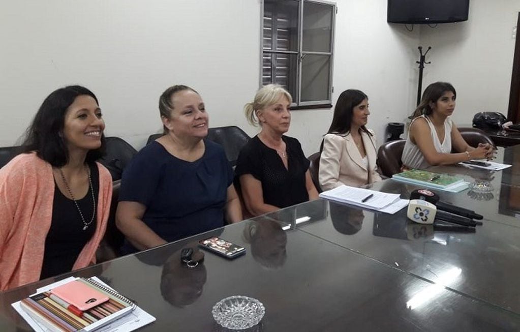 La diputada Fellner (c) junto a sus compañeras del bloque Frente de Todos - Partido Justicialista que conformaron el Observatorio  de Políticas Públicas con Perspectiva de Género.