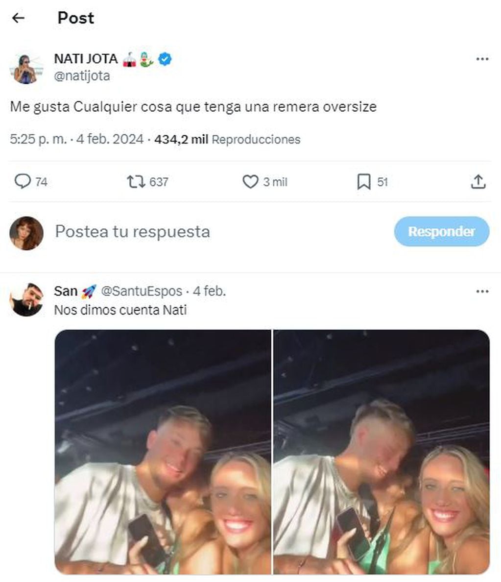 La llamativa reacción de Nati Jota tras su polémico video con Nacho Castañares que alimentó los rumores de romance