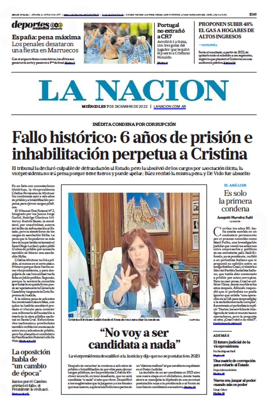 Condena a Cristina Kirchner. Las tapas de los diarios.