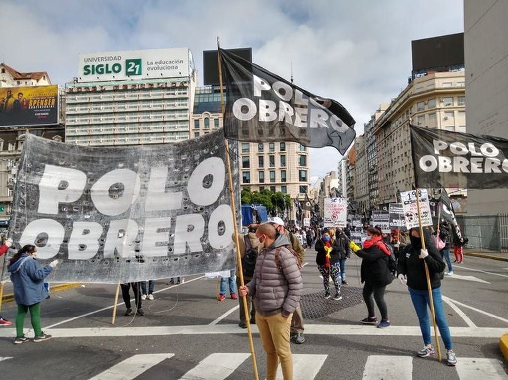 Manifestación del Polo Obrero en cuarentena (Twitter)