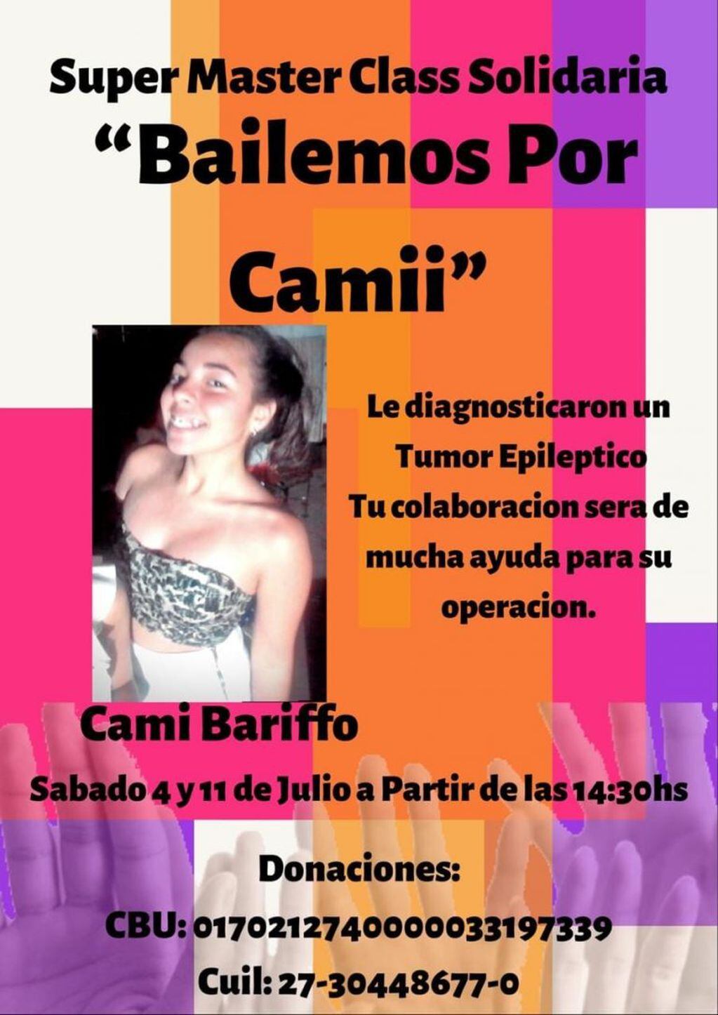Camila Bariffo necesita recaudar un millón
Crédito: Facebook
