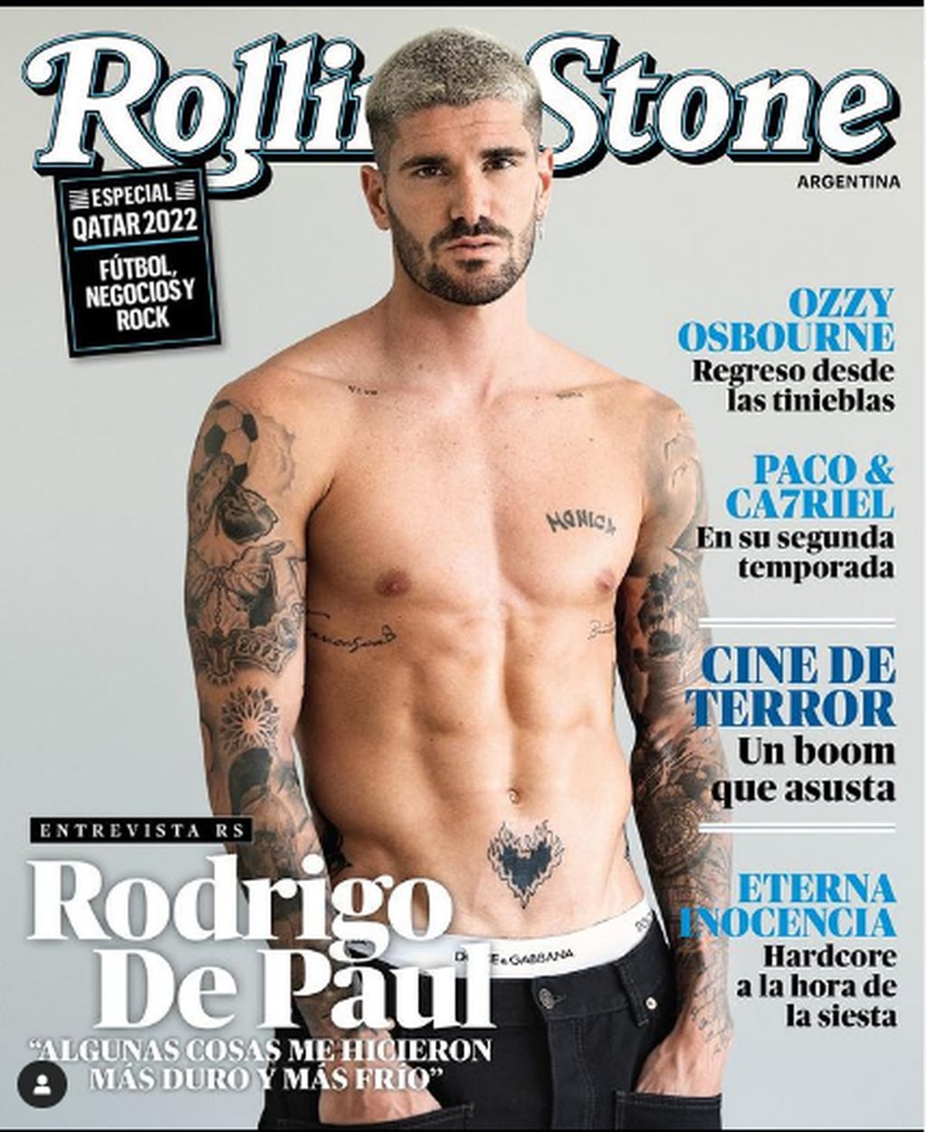 Rodrigo de Paul protagonizó la portada de una revista.
