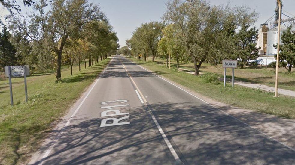 El ingreso a Sacanta por ruta 13 (Captura Google Street View).