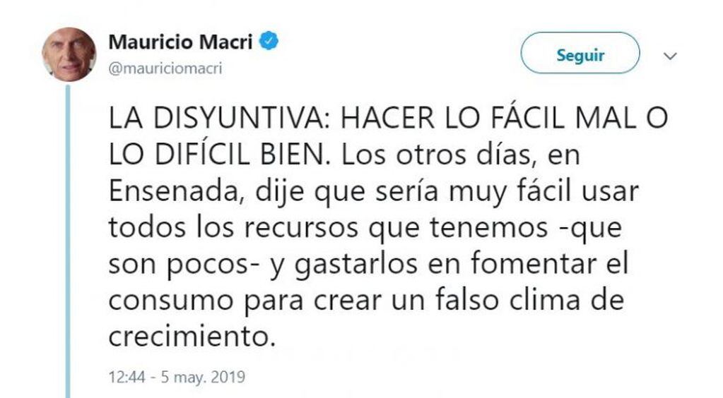 Mauricio Macri en Twitter