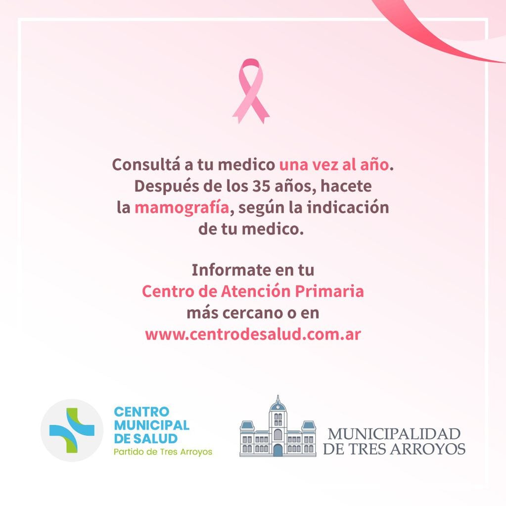 Día internacional de lucha contra el cáncer de mama: desde el Centro de Salud de Tres Arroyos destacan la prevención como fundamental