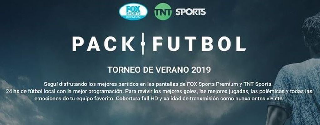 Anuncio del Pack Fútbol en la web oficial