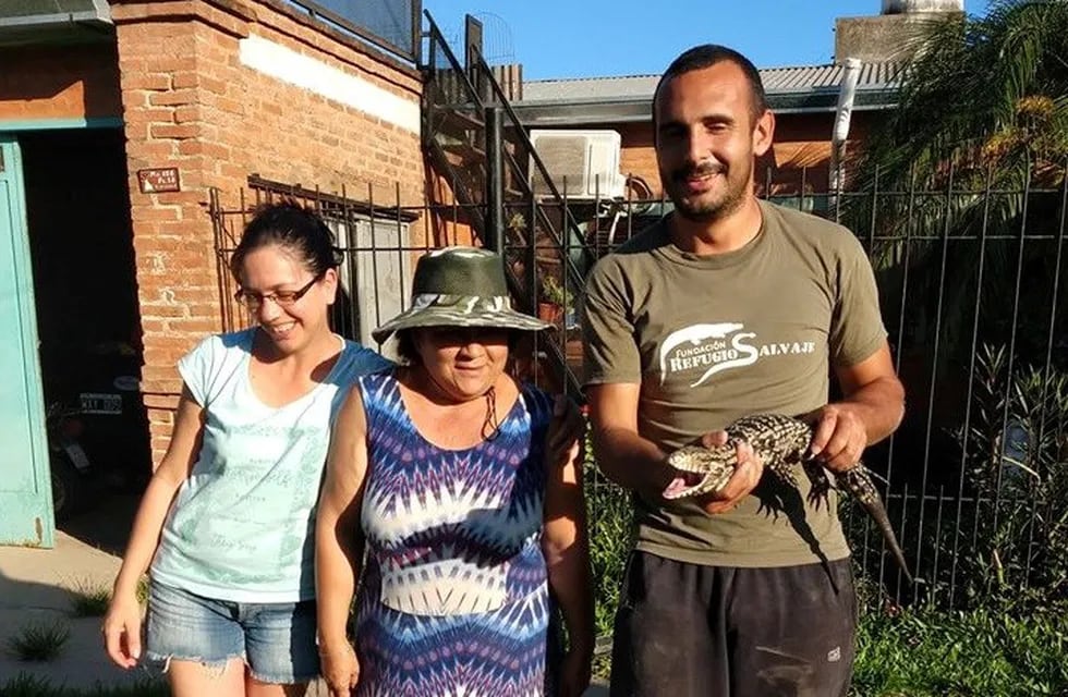 La lagarto que se encontró en Barranqueras fue cuidada por los vecinos hasta su rescate. (facebook Fundación Refugio Salvaje)