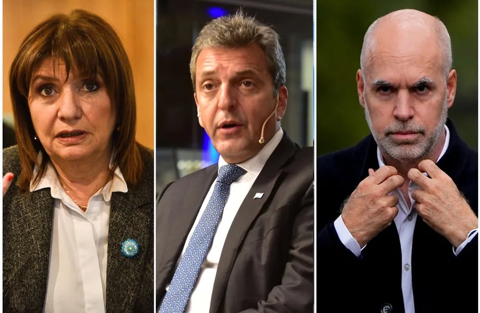Elecciones Paso 2023: Patricia Bullrich, Sergio Massa y Horacio Rodríguez Larreta. (La Voz)