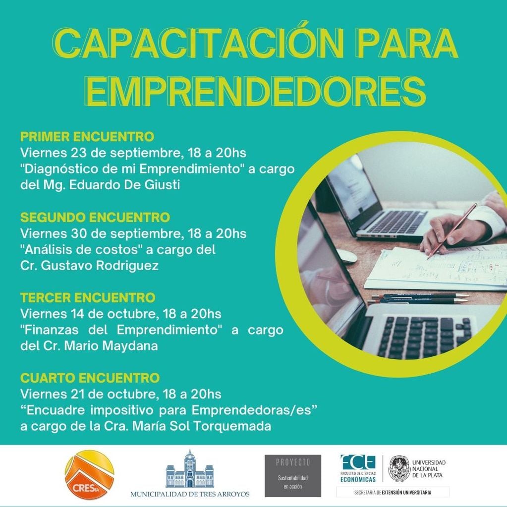 Convocatoria abierta para el taller de capacitación para emprendedores en Tres Arroyos