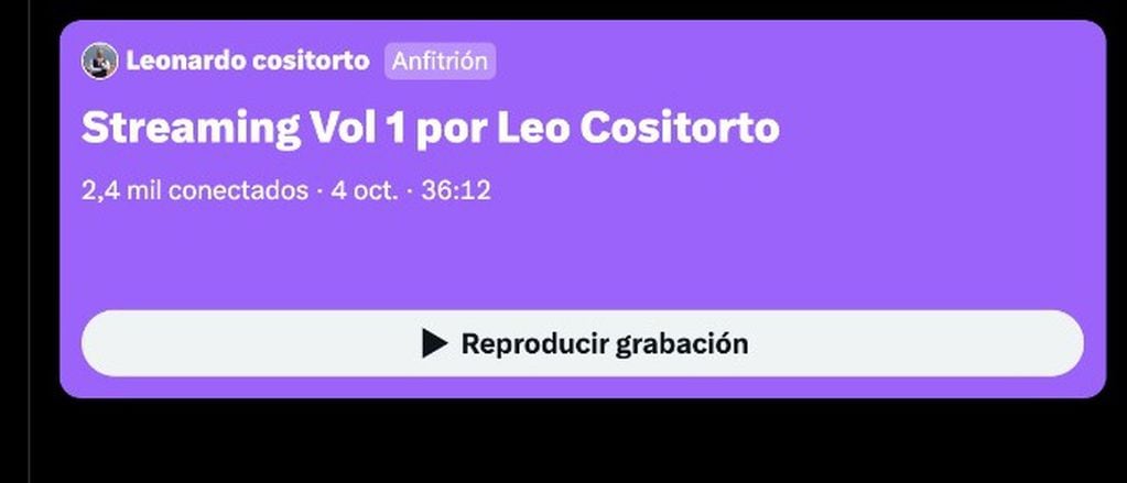 El audio publicado desde la cuenta de Cositorto.