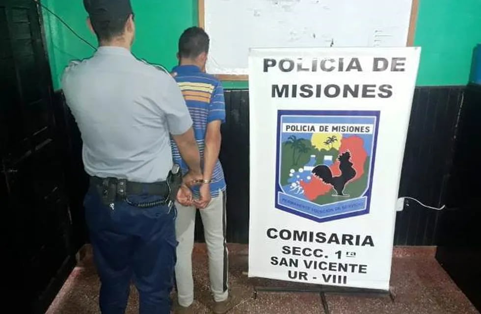 San Vicente detenido cuando fue a votar porque tenía pedido de arresto de la Justicia. (Policia de Misiones)