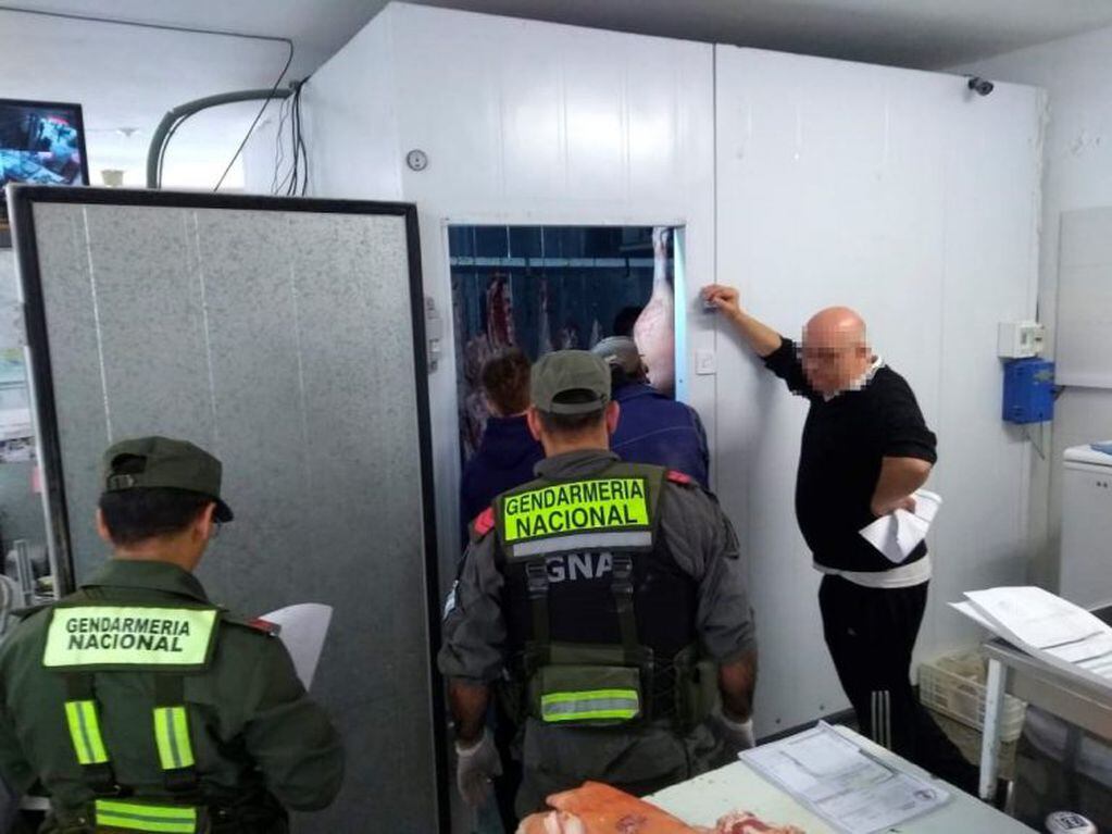 Los allanamientos contaron con la presencia de personal de Senasa y otros organismos de control junto a los gendarmes. (@gendarmeria)