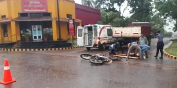 Itacaruaré: motociclista chocó contra un camión y se encuentra grave