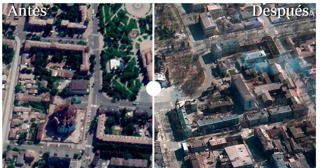 Imagen aérea de Kiev luego de ser atacada.