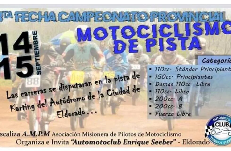 Motociclismo provincial en Eldorado.