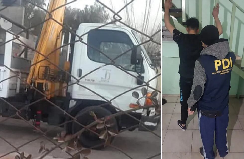 El camión con el que Jonathan Castro atropelló y mató a su pareja, Pamela Fonseca, en San Rafael (Gentileza Media Mendoza).