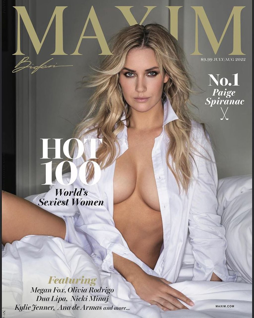 La portada que Paige Spiranac protagonizó para la revista Maxim.