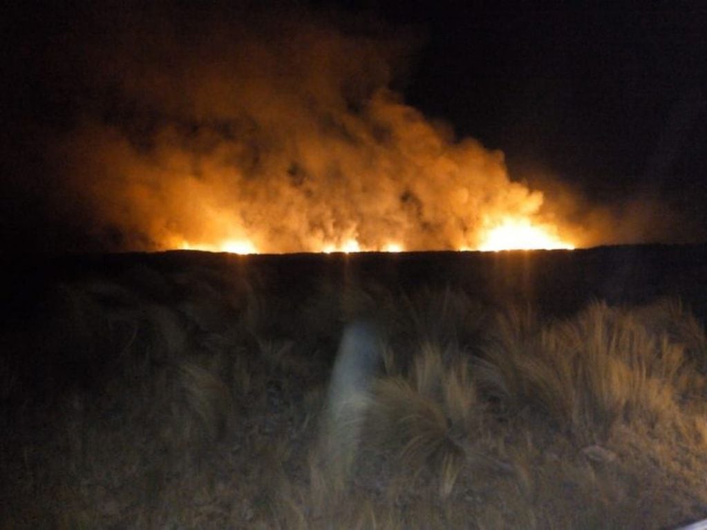 Estiman que más se quemó más de una hectárea y media de pastizales. (Foto: Facebook / Bomberos Voluntarios Tanti).